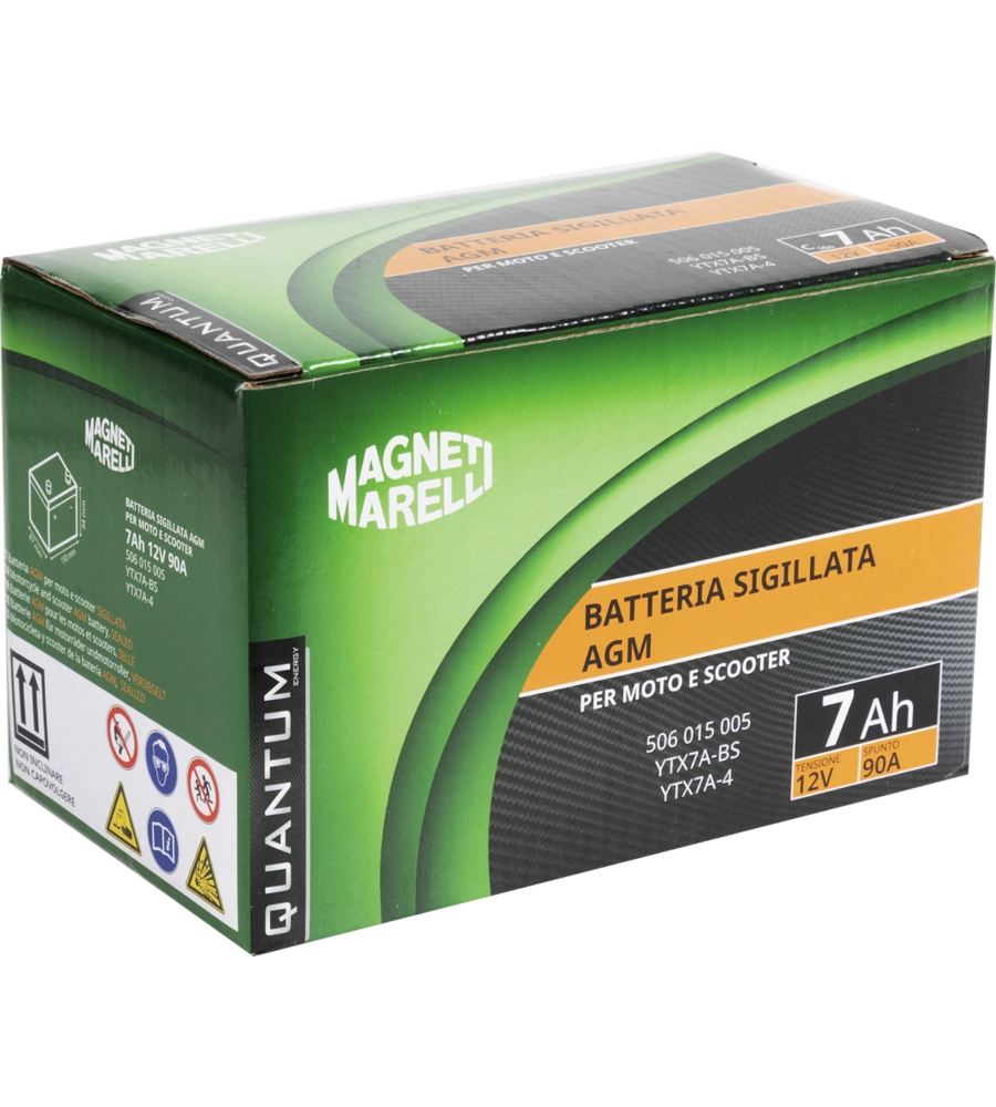 Magneti marelli batteria moto e scooter 7ah 12v 90a tecnologia agm sigillata polo positivo sinistro